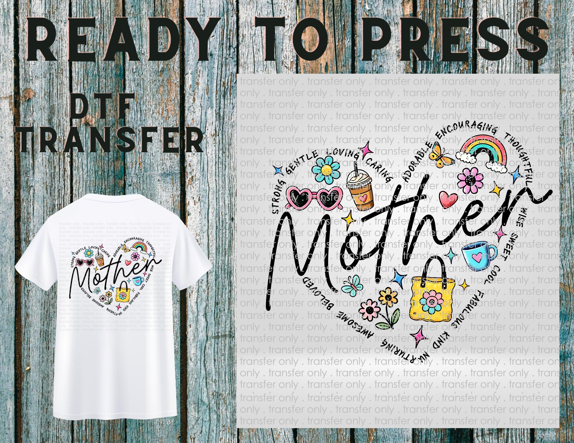 Mothers Day Mama Heart Mom Ready to Press DTF Transfer - Etsy
