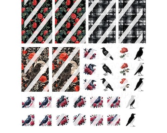 Crows and Roses Nail Art Decals - Waterslide Nail Decals…