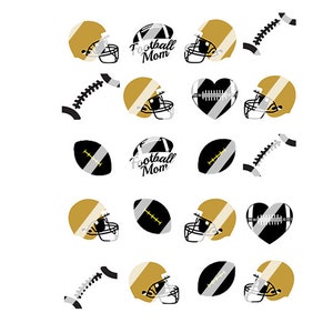 Black and Gold Football Mom Nail Art Decals