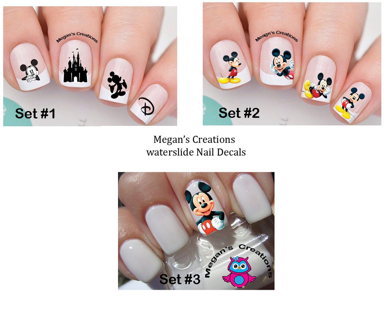 Disney Nail Art Mickey Mouse Theme Water Sticker Decals Cute Black