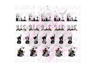 Decalcomanie per nail art a tema gatto di Halloween
