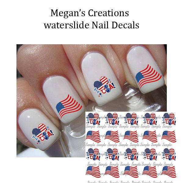4th of July American Flag  Nail Art Decals
