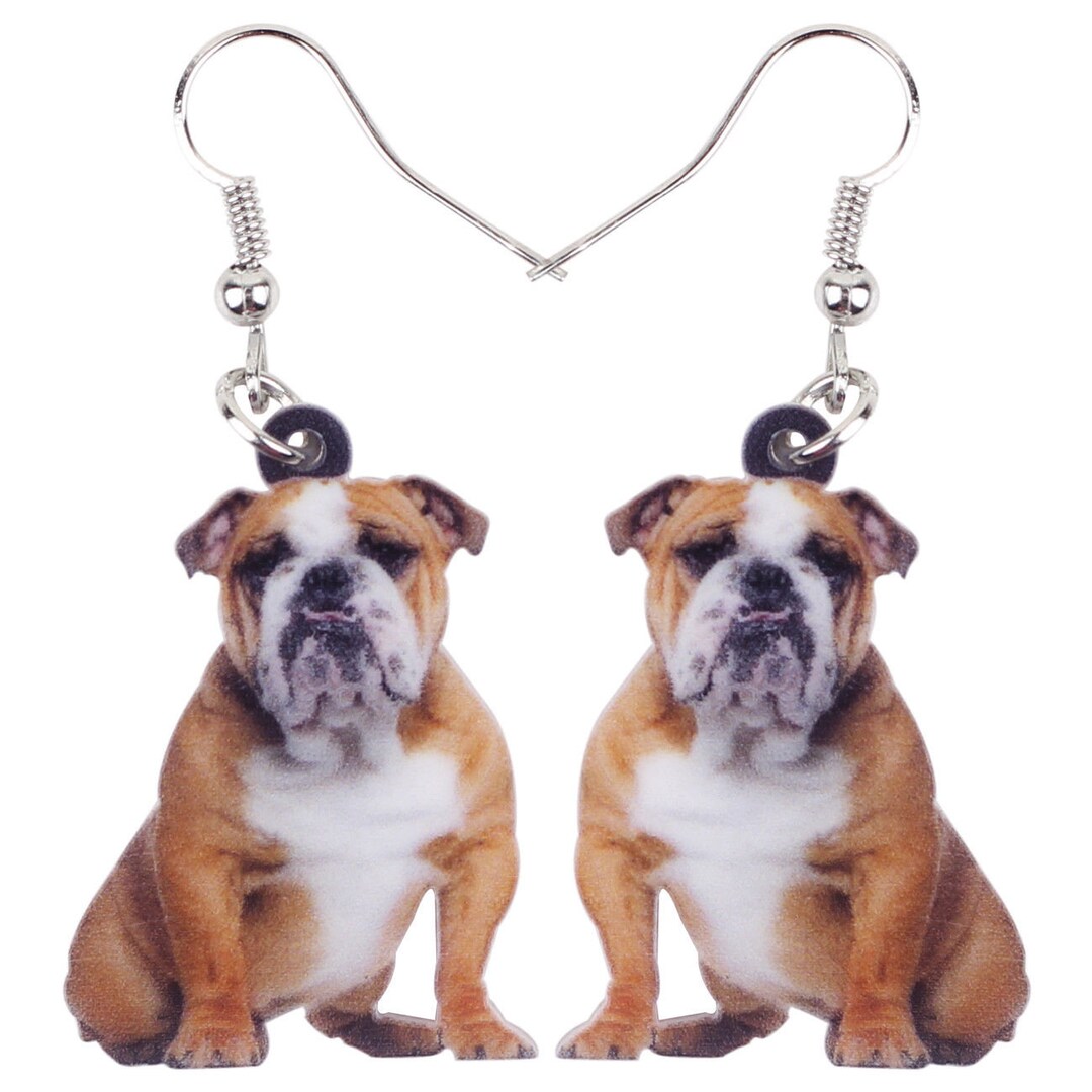 English Bulldog Sitting Acrylic Earrings Etsy.de