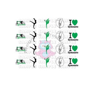Gymnastics green/black/gray Nail Art Decals