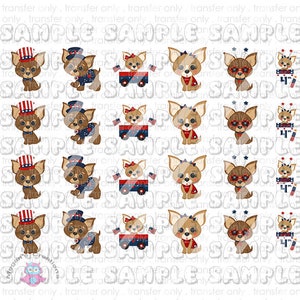 4th of July, Patriotic, Independence Day Puppy Dog Nail Art Decals