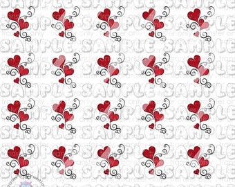 Valentines Day - Valentines Red Hearts Design #3 Nail Art Decals