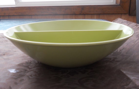 Vintage Mallo Belle Melmac Melamine M 45 Divided Olive Green Bowl