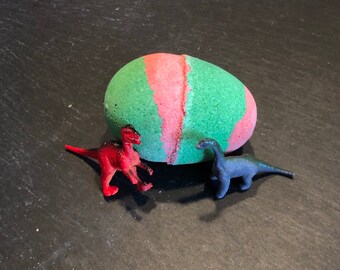 Christmas Dinosaur Bath Bomb - Red Green Surprise Inside Egg - Birthday Gift - Kids Party Favor