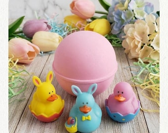 Easter Rubber Ducky Surprise Inside a Jumbo Bath Bomb