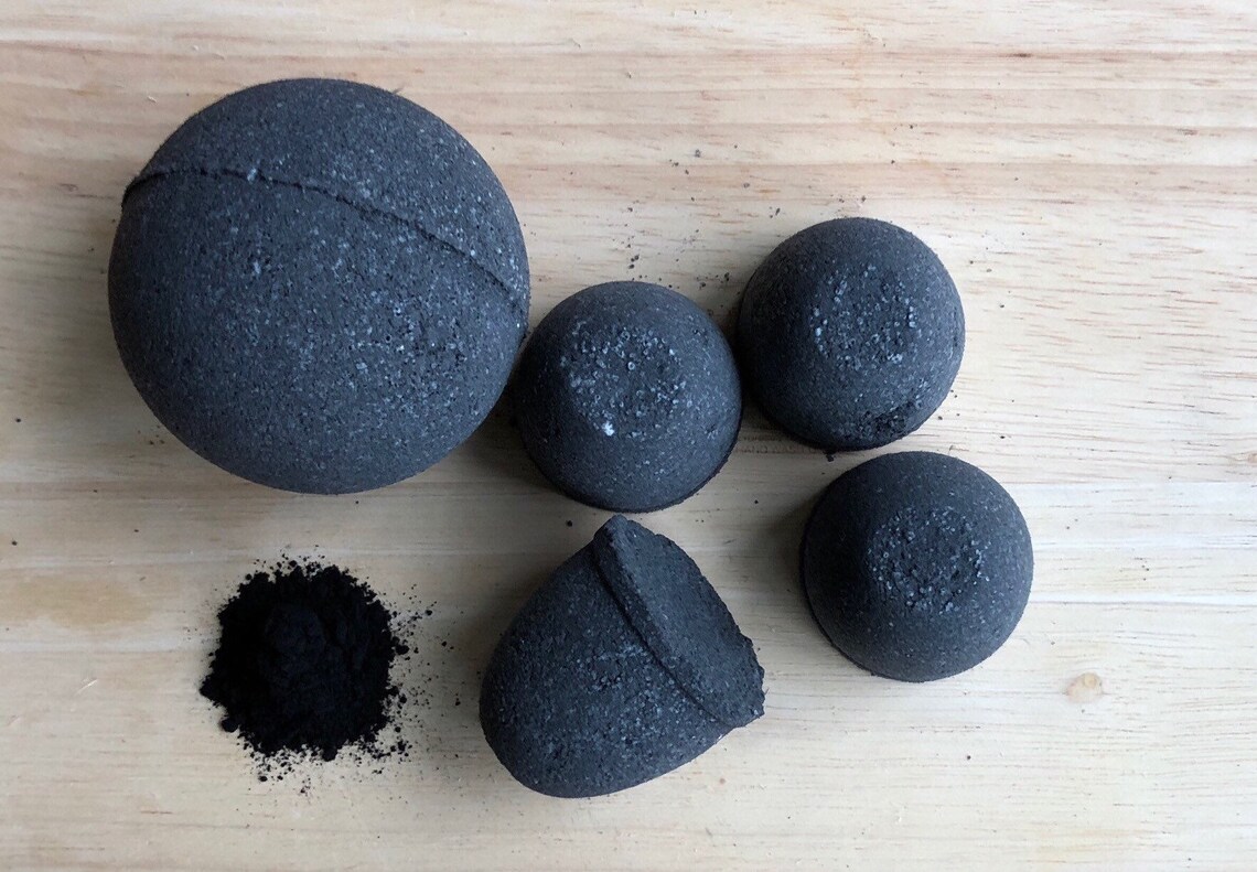 Charcoal Bath Bomb Black Bath Bomb Detox Bath Bomb Etsy