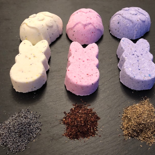 Herbal Easter Egg and Bunny Combination - Set of three Bath Bomb - Rose Hips, Lavender, Lemongrass, Organic Gifts for Her