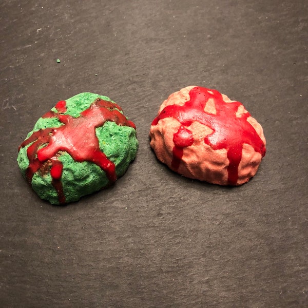 Zombie Brains Bath Bombs - Set of Four Bloody Bubbling Zombie Brain Bath Bombs  - Halloween Bath Bombs