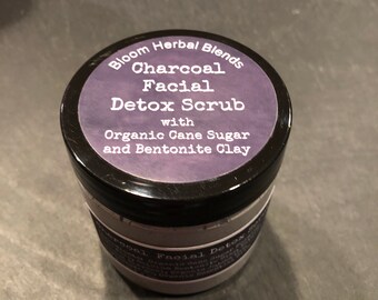 Charcoal Lemongrass Detox  Scrub - Activated Charcoal Scrub - Organic Essential Oils - Organic Cane Sugar - Gifts for Her - Gifts for Him