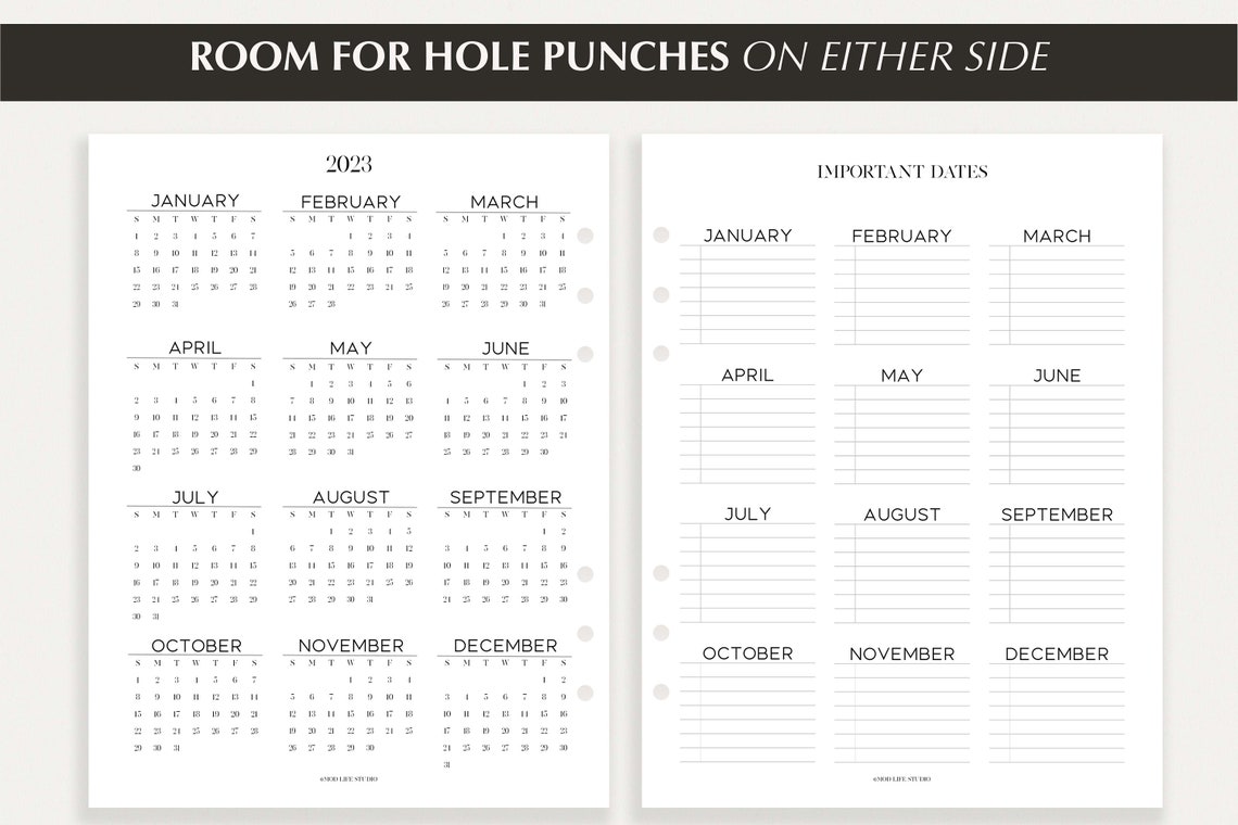 2023 Calendar and Important Dates Printable Planner Year - Etsy