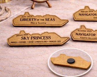 Imán personalizado de crucero / Recuerdo de barco grabado / Recuerdo de viaje / Recuerdo de vacaciones / Imán para nevera