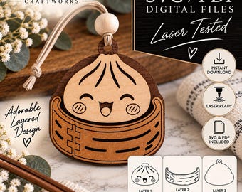 SVG/PDF Dumpling Collectible Ornament, Trending Christmas Squishy, Digital File, Laser Engraving Cut File