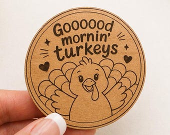 Imán, Buenos días pavos, Imán de pavo de buenos días grabado con láser, Divertida decoración de cocina