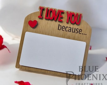 Pizarra magnética de borrado en seco "Te amo porque", notas de amor diarias