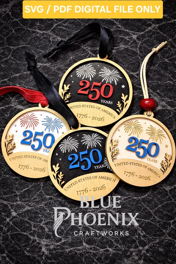 250th Anniversary United States • USA Keepsake Ornament SVG PDF • Digital File