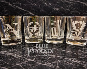 Personalized Shot Glasses, Laser Engraved Wedding Favor Gift, Custom Drinkware Groom, Groomsmen, Bachelor Party