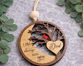 Adorno conmemorativo de cardenal, colgante de recuerdo personalizado, regalo de condolencia de madera grabado con láser