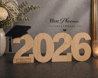 Placa de firmas de graduación, grabada con láser y personalizada para la promoción de 2026.