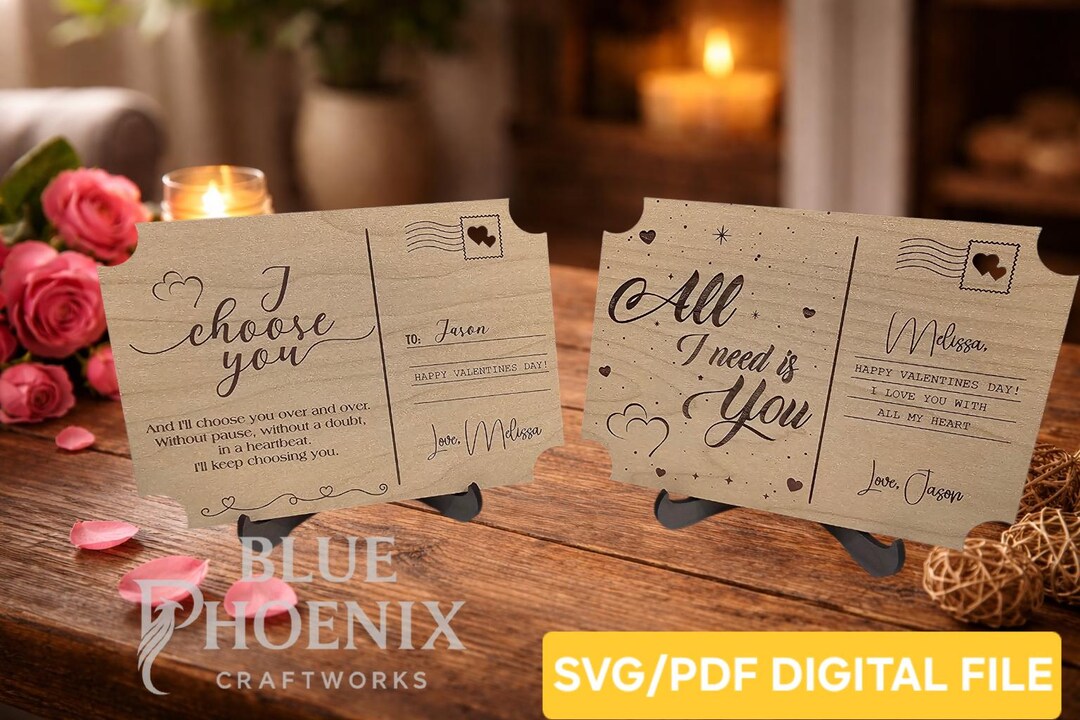 SVG - Personalized Wooden Love Postcard, Engraved Valentines Card ...