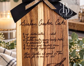 Handwritten Recipe Cutting Board, Custom Engraved Family Recipe, Memorial Gift, Personalized Handwriting Heirloom Keepsake