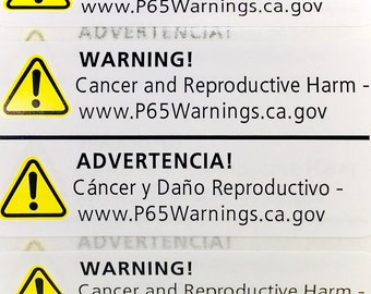 Prop 65 Warning Labels 1,000 Count 2" x 1" Inch | English/Spanish Short Form Truncated California Compliant Stickers