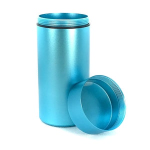 Smell Proof Portable Jar-Container. 4 Tall Best For Spices, Medicines and More. Discreet, Airtight and Waterproof. Blue