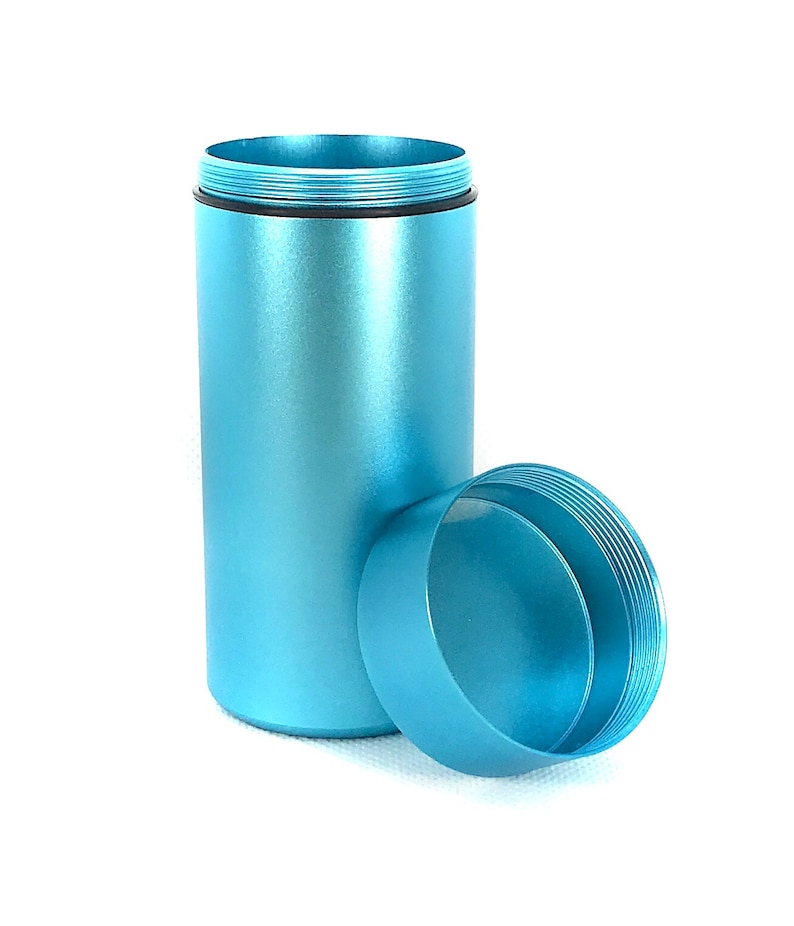 Smell Proof Portable Jar-Container. 4 Tall Best For Spices, Medicines and More. Discreet, Airtight and Waterproof. Blue