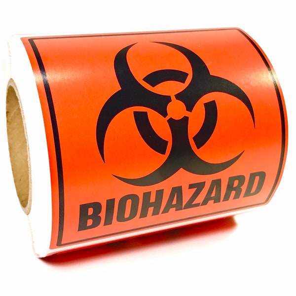 Biohazard 3" x 3" Perforated Labels/Stickers 250 Count Roll. Hazmat Warning Safety Decal
