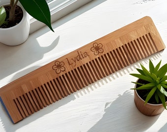 Engraved Natural Wood Comb | Personalized Custom Comb with Engraved Name, Initials, Image | Fashion Birthday, Anniversary Gift For Him, Her