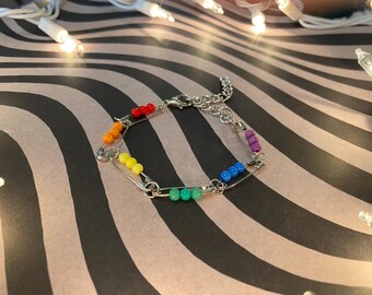 Pinned - handmade safety pin beaded bracelets
