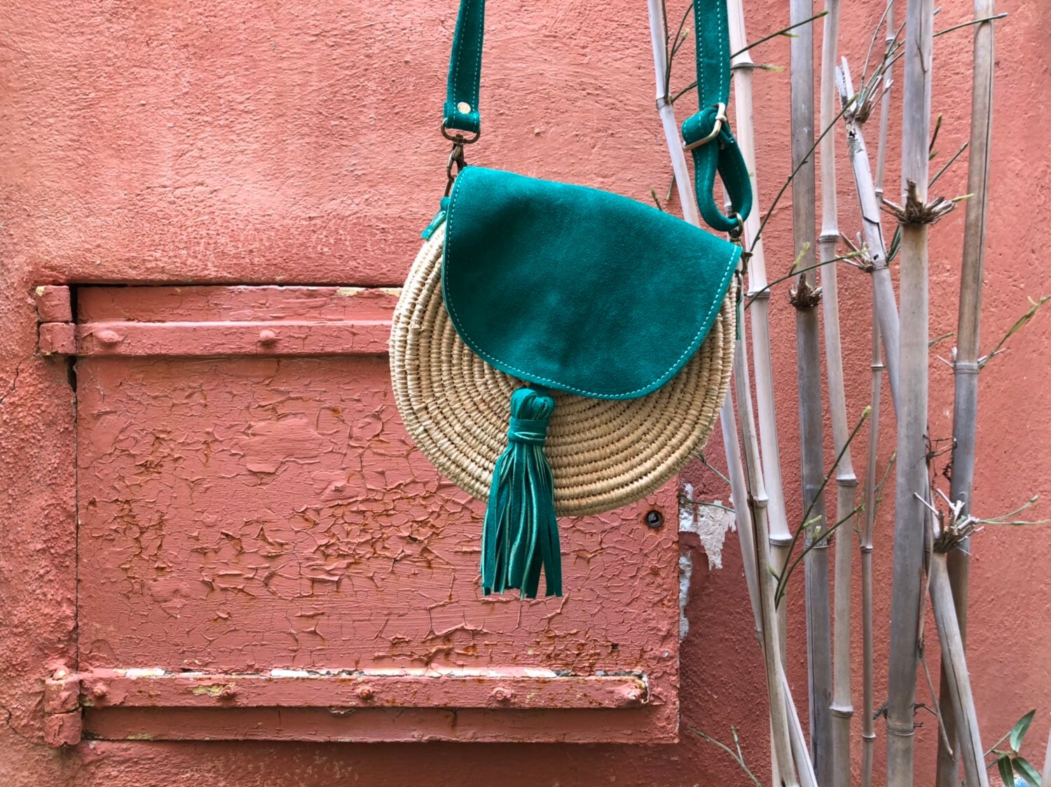 Sac rond top en daim