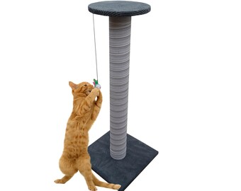 CAT CENTRE 100cm Grey Giant Cat Scratching Post - Extra Large Tall Scratcher Tree + Seat on Top Perch XL Tower Climber Kitten Pet Furniture