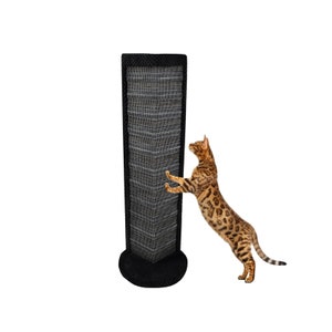 CAT CENTRE Black Standing Cat Corner Scratching Post - The Protector - Scratcher, Cat Tree, Kitten, No Sisal, Innovative Scratching Straps
