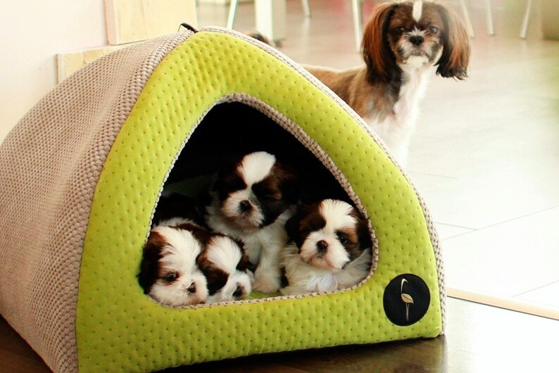 Handmade 50 x 50cm Purple /& Grey UK Pet Cat Puppy Dog Igloo Bed House Pyramid Sofa Cave 2 Sizes