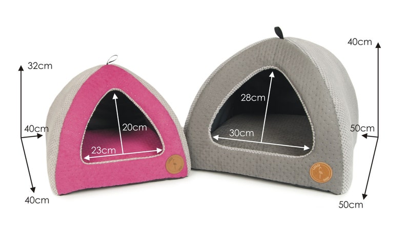 Handmade 50 x 50cm Purple /& Grey UK Pet Cat Puppy Dog Igloo Bed House Pyramid Sofa Cave 2 Sizes