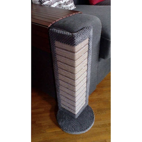 CAT CENTRE Grey Standing Cat Corner Scratching Post - The Protector - Scratcher, Cat Tree, Kitten, No Sisal, Innovative Scratching Straps