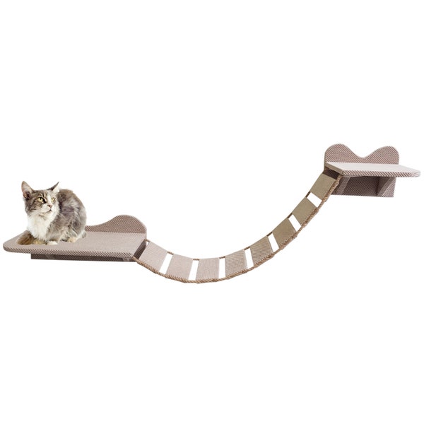 Wall Mounted Handmade Cat Shelves Climber Ladder Shelf Perch Bridge CatCentre®