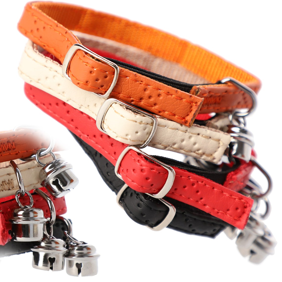 Catcentre® Orange Elegant Cat Collar With Bell Adjustable Faux Etsy UK