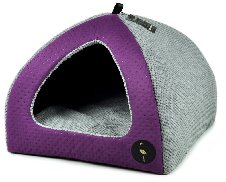 Handmade 50 x 50cm Purple /& Grey UK Pet Cat Puppy Dog Igloo Bed House Pyramid Sofa Cave 2 Sizes