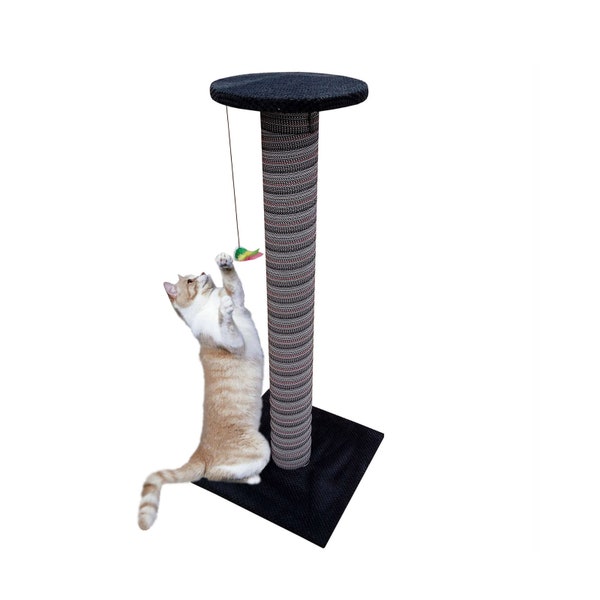 CAT CENTRE 100cm Black Giant Cat Scratching Post - Extra Large Tall Scratcher Tree + Seat on Top Perch XL Tower Climber Kitten Pet Furniture