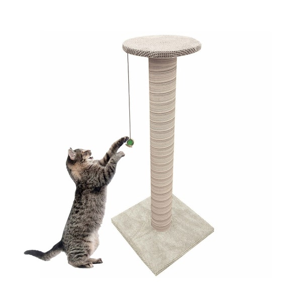 CAT CENTRE 100cm Beige Giant Cat Scratching Post - Extra Large Tall Scratcher Tree + Seat on Top Perch XL Tower Climber Kitten Pet Furniture