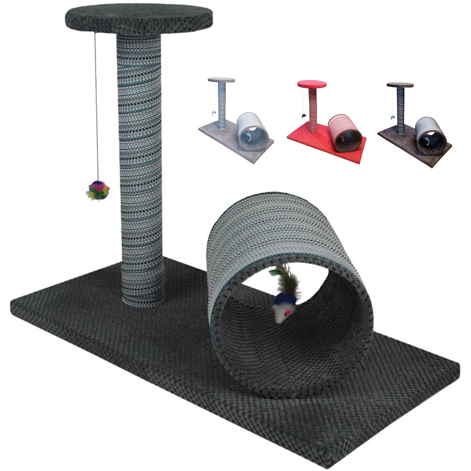 Grey Cat Scratching Post the Tunnel Scratcher Cat Tree Etsy