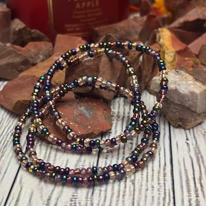 RAIN--Boho Stretch Handmade Seed Bead Bracelets-Small 6mm Seed Beads-Stretch Bracelet-Stack Bracelets