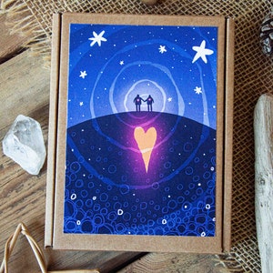 Ich liebe dich tief in die Erde und hinaus in die Sterne, Mystisches Liebesgeschenk, Holzstern