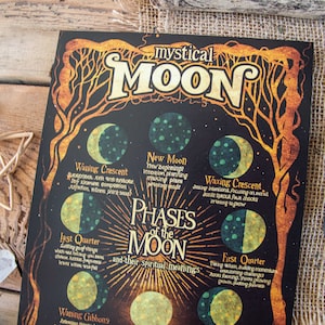 Vintage Style, Mystical Moon, Phases of the Moon, Lunar Cycle Print