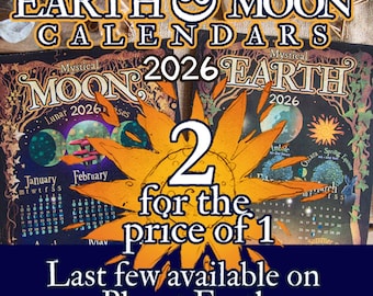 Calendarios de la Tierra y la Luna estilo vintage 2026, paquete 2 por 1